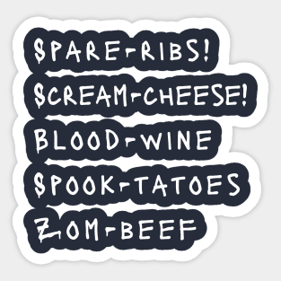 Spooky Halloween Food Menu Sticker